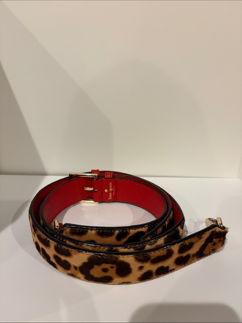 Vintage kate spade Red Leather & Leopard reversible Detachable Strap